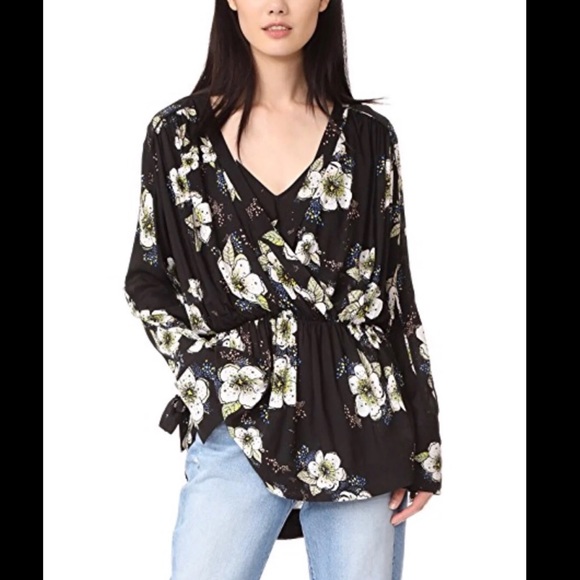Free People Floral Wrap Blouse - Picture 3 of 6